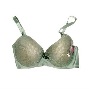 Mamia Lace Underwire Push-Up Bra Green NWT